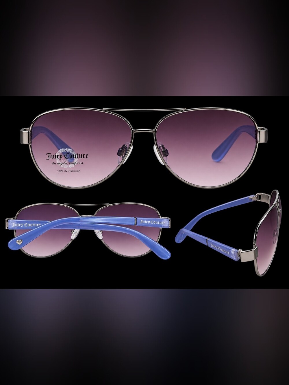 Juicy Couture Aviator Sunglasses with Purple Lenses